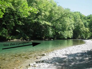 Veine d'eau de la rivière à prospecter aux appâts