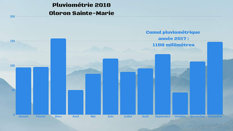 Bilan pluviométrique sur Oloron Sainte-Marie en 2017