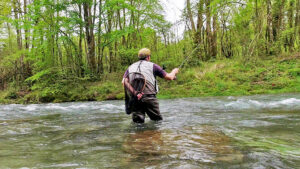 Action de pêche en nymphe avec l'Orvis Helios 3D 9'5 soie de 5